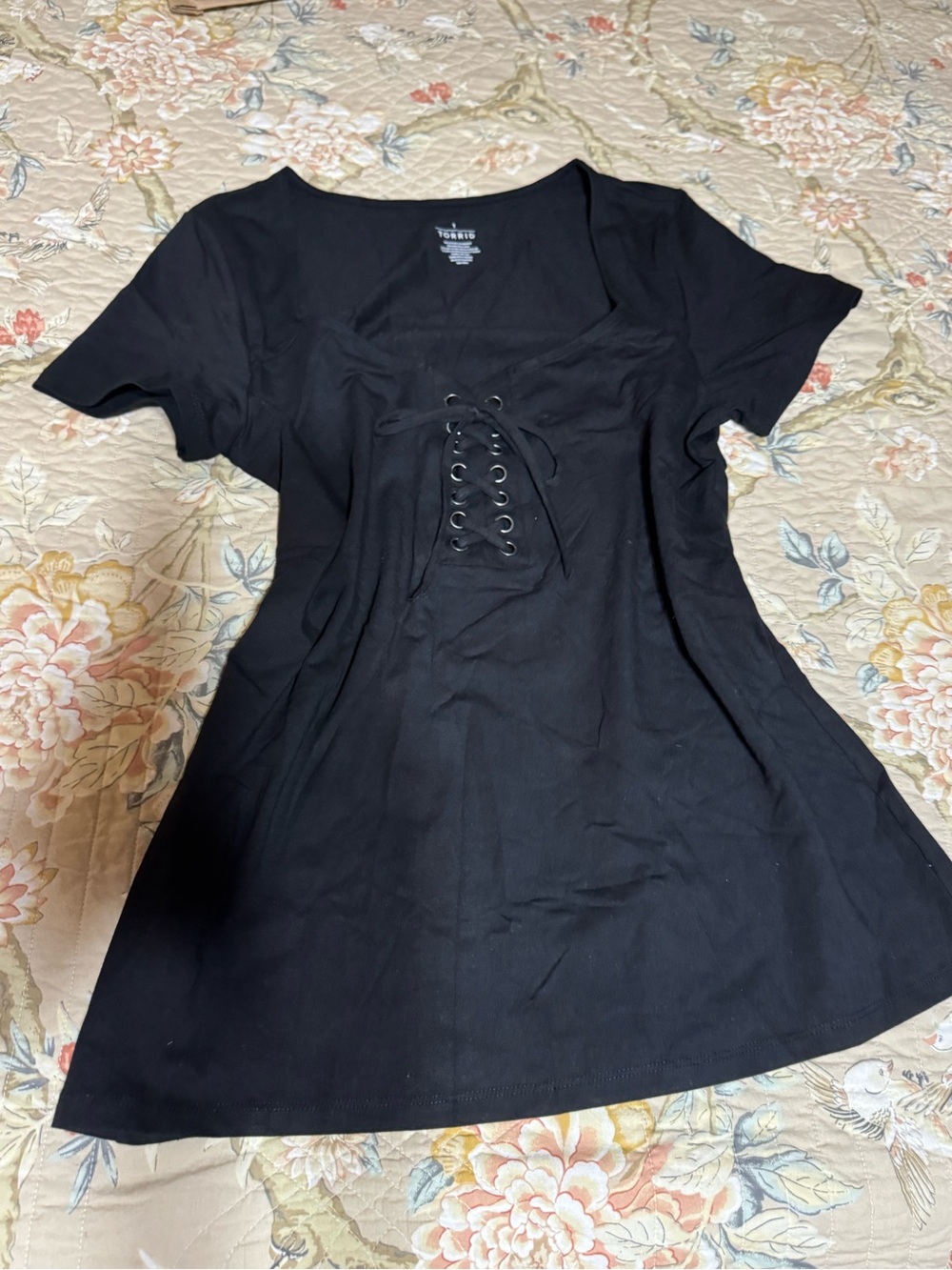 torrid Black Lace-Up Square Neck Top
